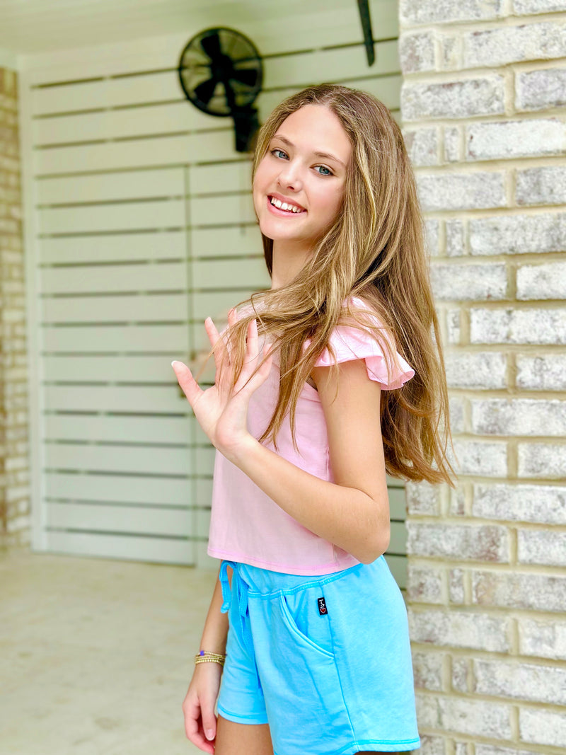 Tee With Ruffle Sleeves