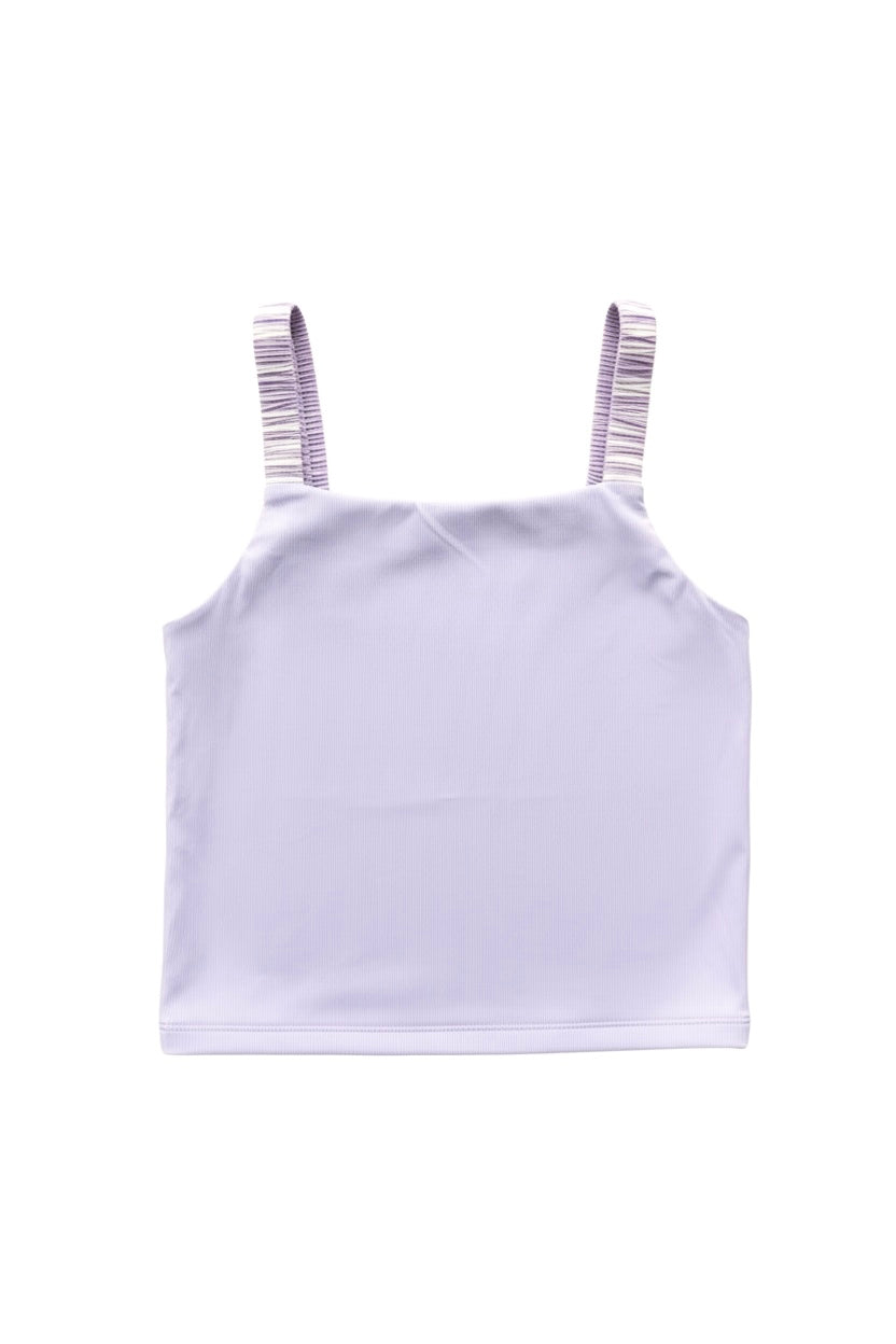 Little Olin Lavender Accordion Strap Tank Top