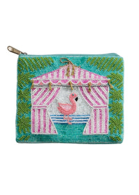 Tropical Flamingo Beaded Clutch | Summer Cabana Motif