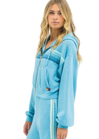 Aviator Nation Women’s 5 Stripe Cropped Zip Hoodie