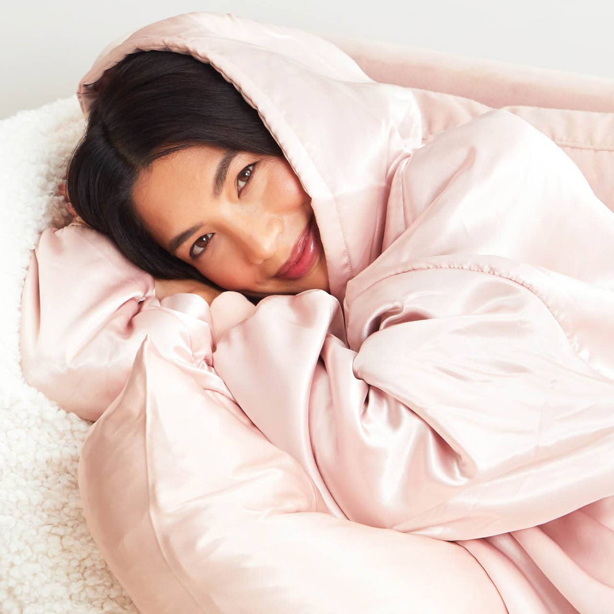 Glazey Satin Hoodie - Blush