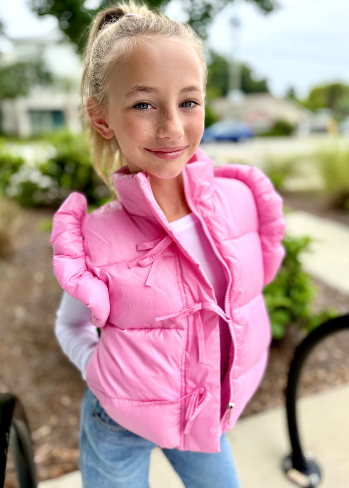 Pink Ruffle Puffer Vest