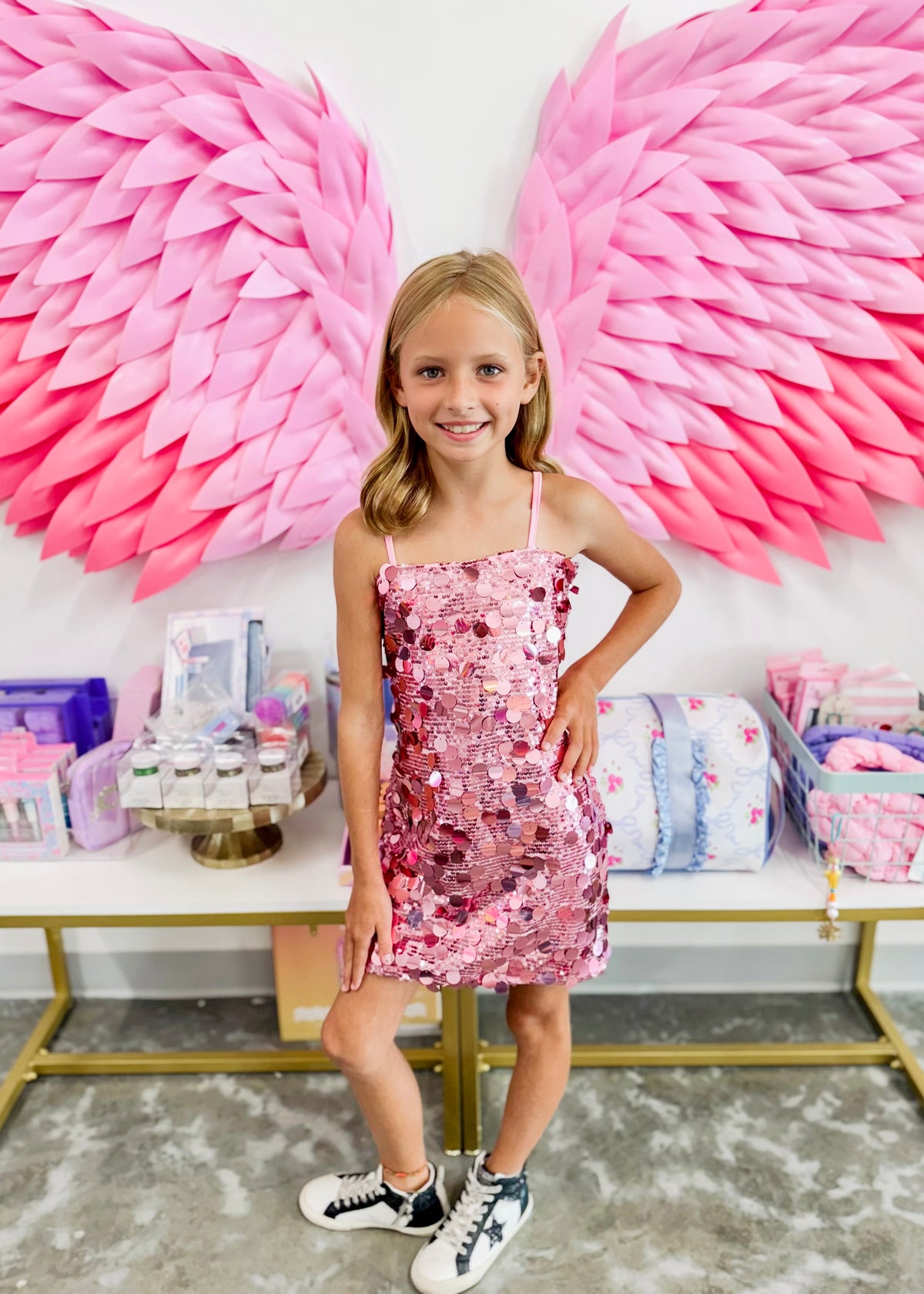 Pink Dollar Sequin Dress - Girls Sequin Dress by FBZ Medium (10) Pink Dollar Sequin Dress - Girls Sequin Dress by FBZ Medium (10)