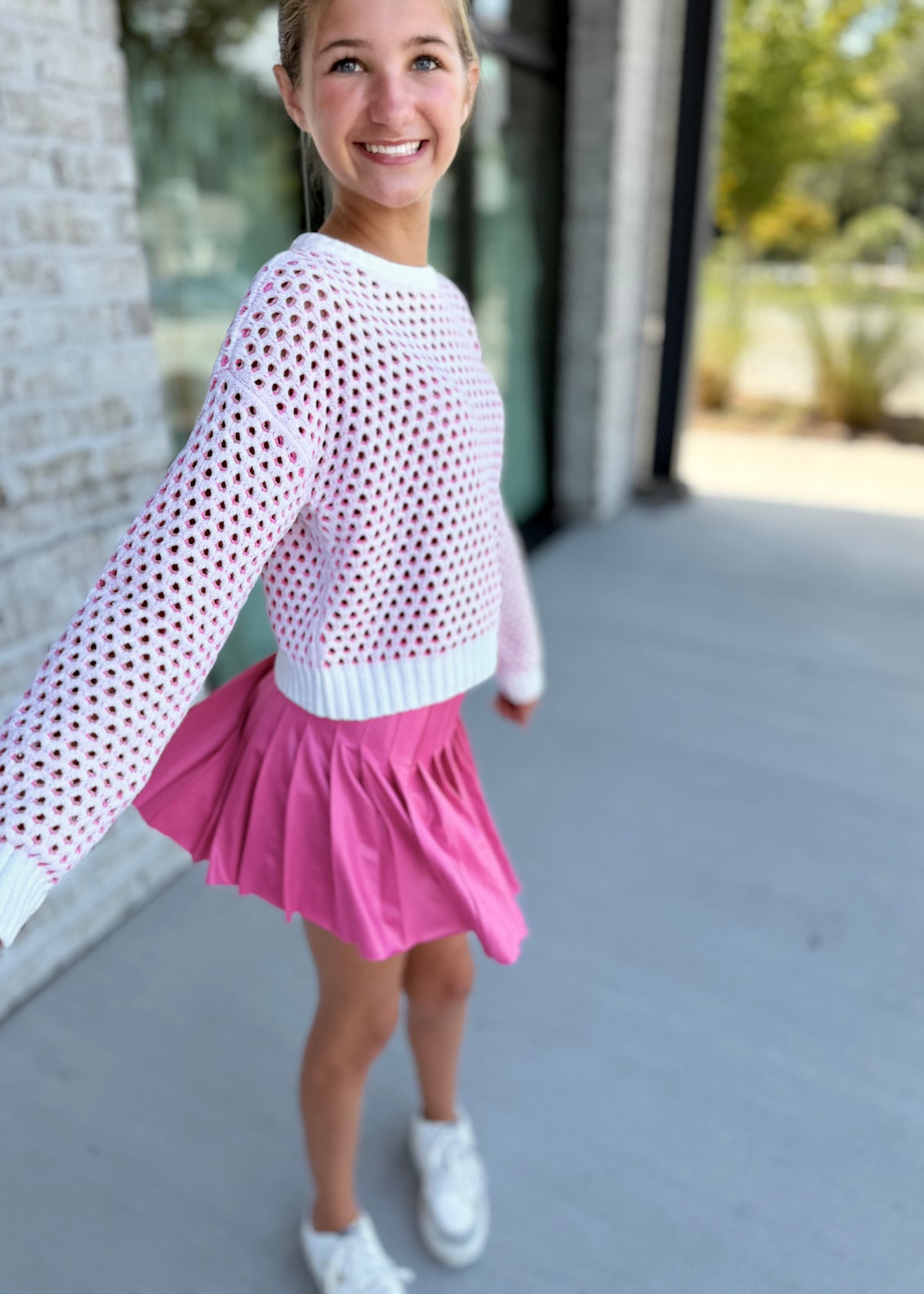 Fuchsia Pleated Skirt