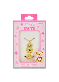 Bear Charm Necklace & Ring Set