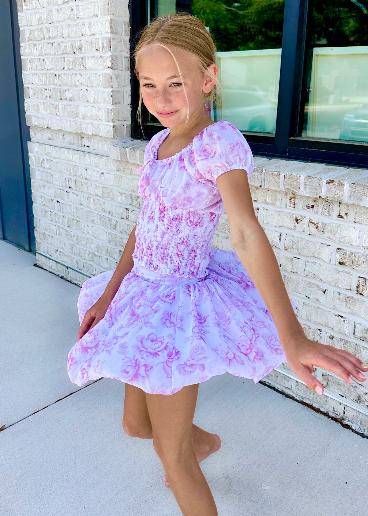 Pink Floral Smocked Top