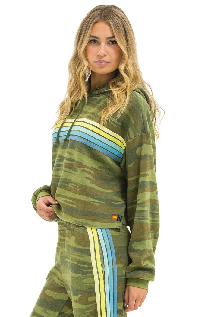 Aviator Nation 5 Stripe Crop Hoodie