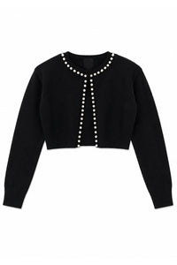 Tween Kitty Hem Sweater With Pearls