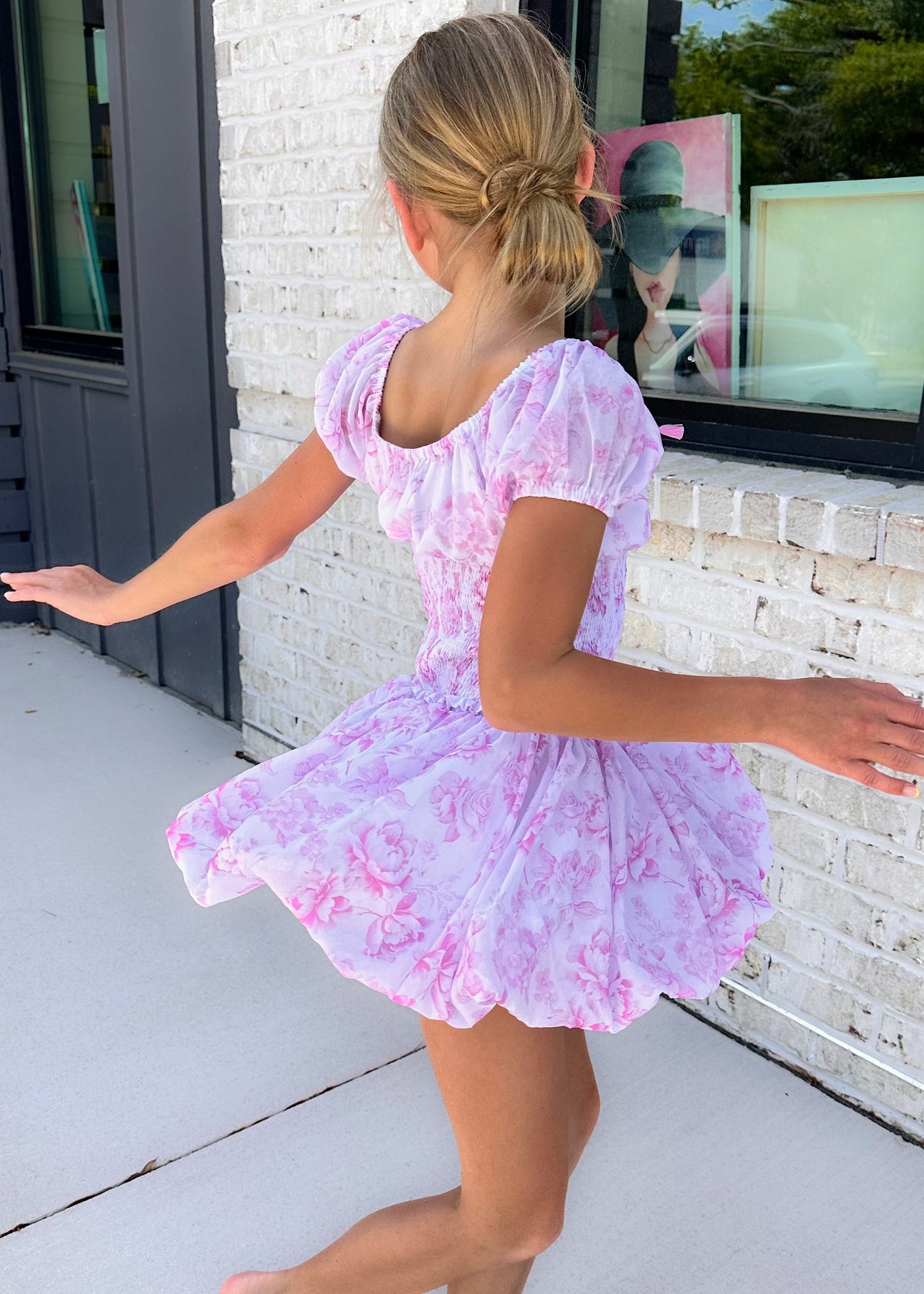 Pink Floral Smocked Top