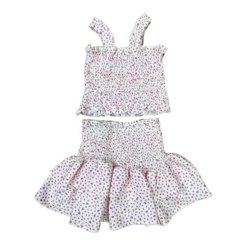 Mini Hearts Smocked Top and Skirt Set