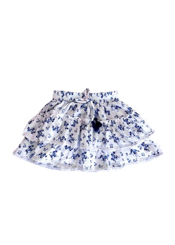 Blue Waves Floral Ruffle Skort