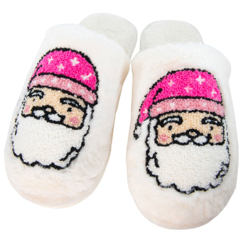 Pink Santa Face Slippers