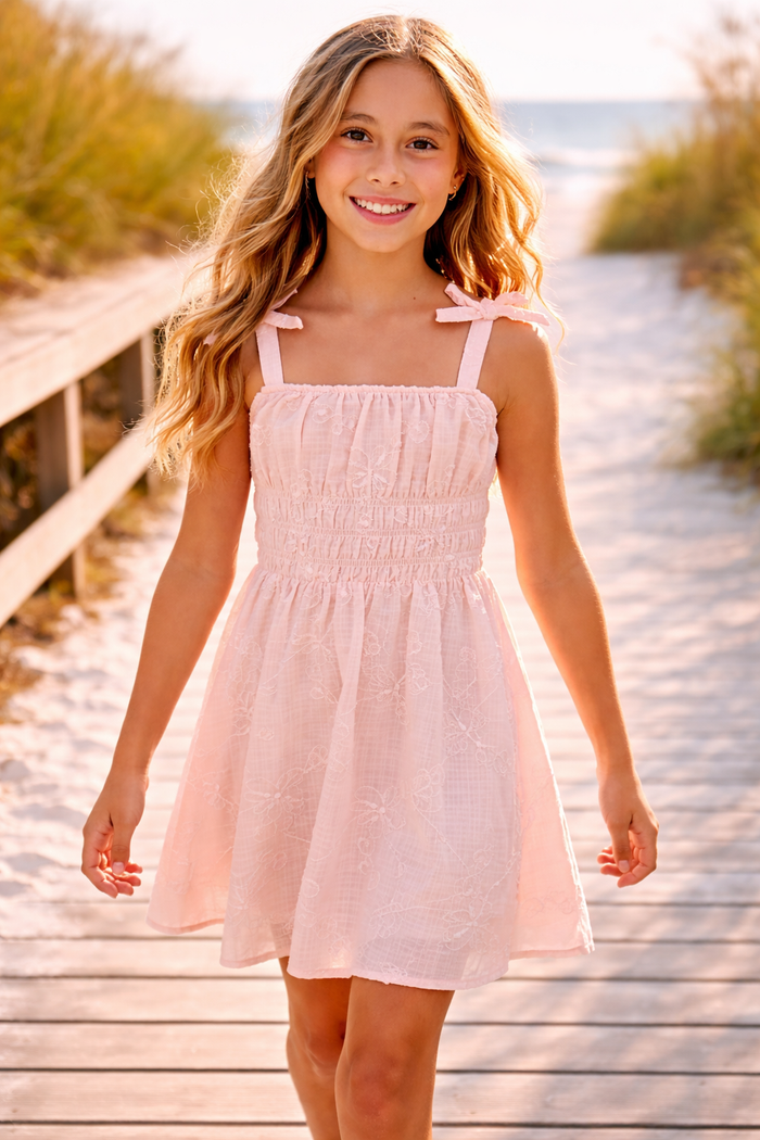 Design History Peach Smocked Dress