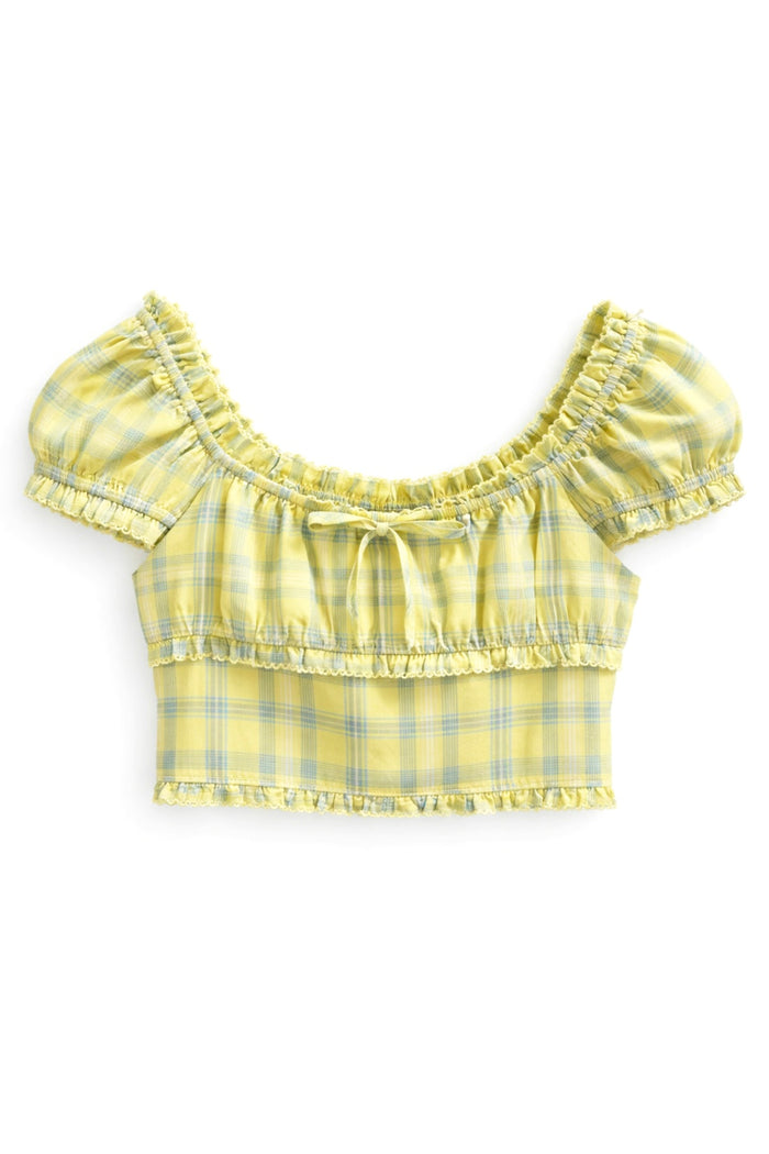 Tween Heather Plaid Top