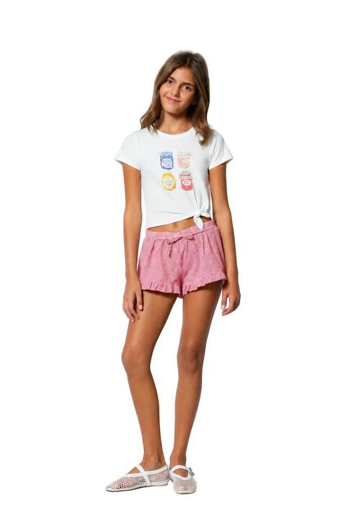 Tween Jam Jar Graphic Knotted Tee