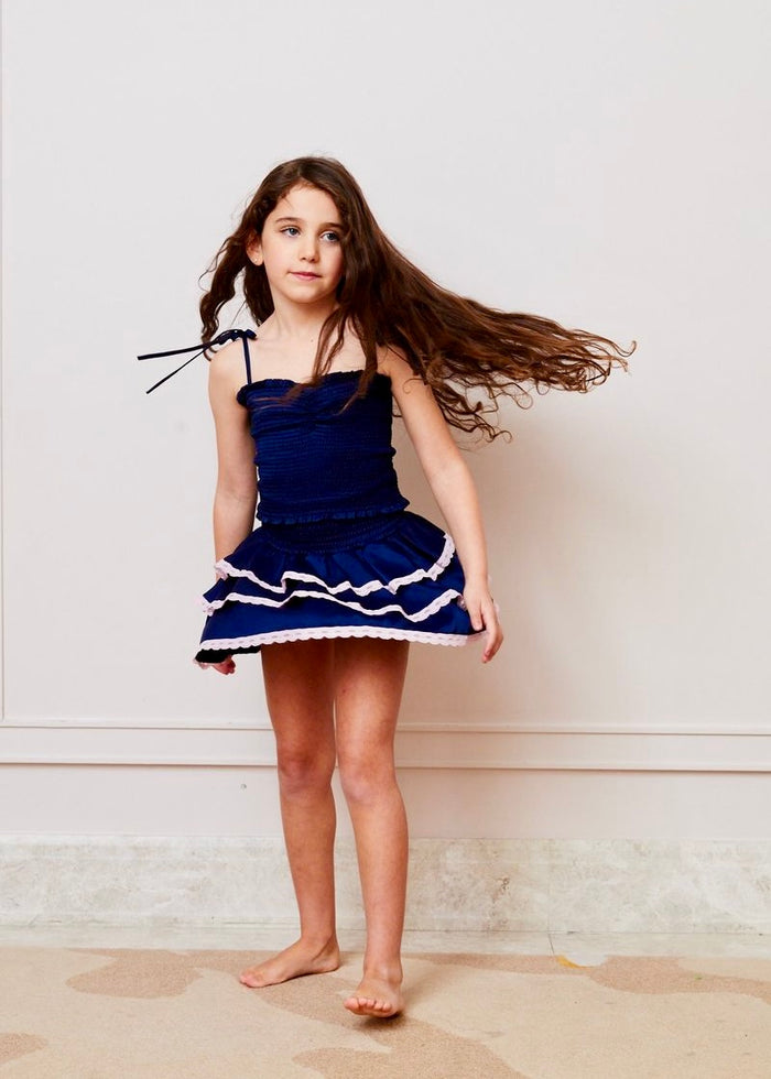 Georgia Navy Satin Top