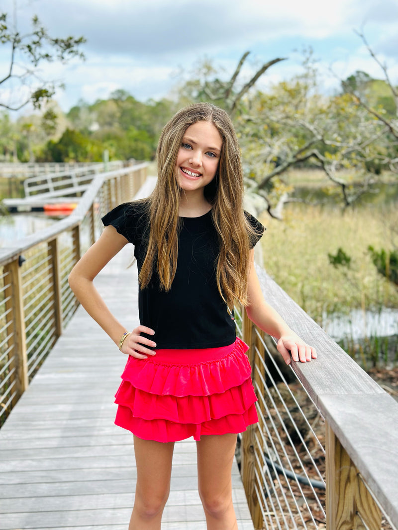 Tee With Ruffle Sleeves