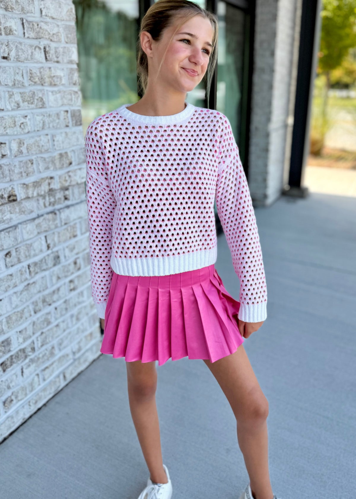 Fuchsia Pleated Skirt