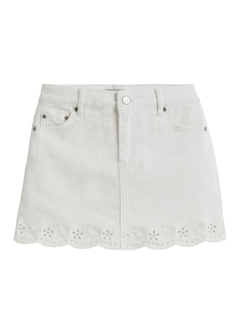 Beige Striped Floral Eyelet Skort