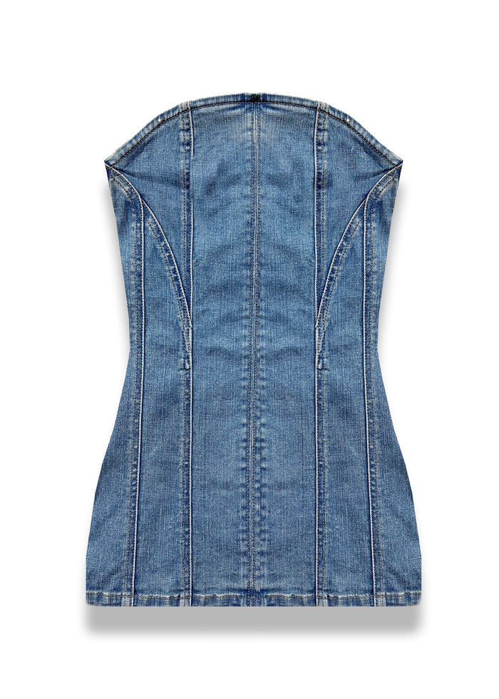 Rome Strapless Denim Dress
