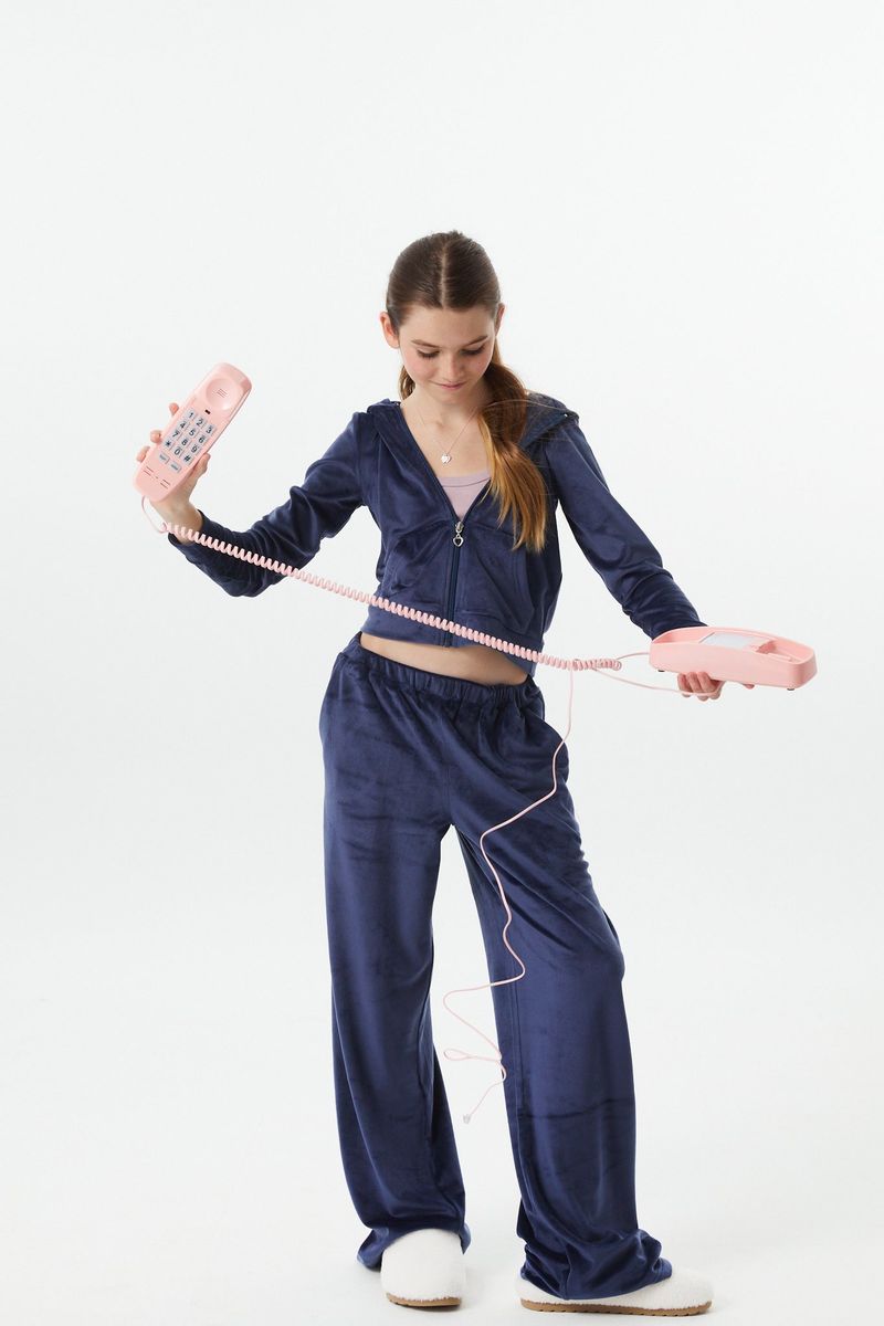 Ash Velour Wide Leg Joggers