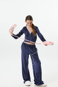 Ash Velour Wide Leg Joggers