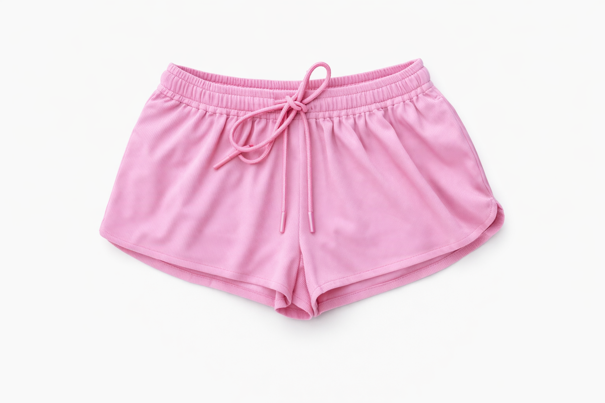 Ribbed Shorts-Pink And Blue