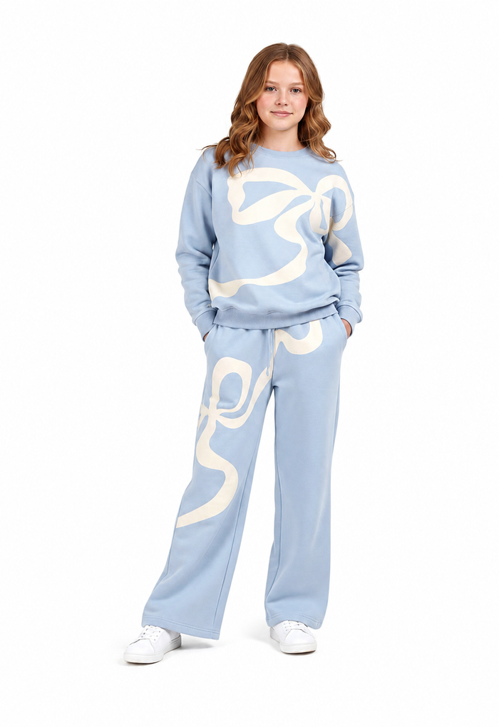 Oversized Bow Sweatshirt & Wide Leg Pant Set
