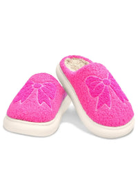 Pink Cozy Bow Slippers