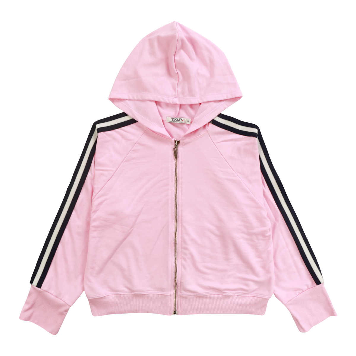 Baby Pink Side Stripe Zip Hoodie