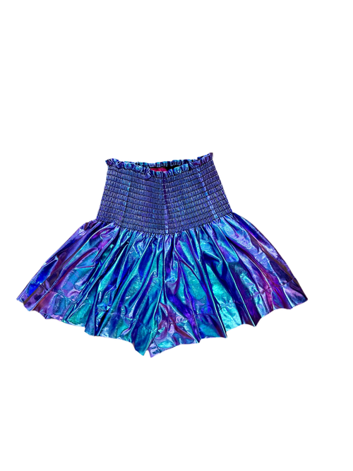 Purple Iridescent Metallic Swing Shorts