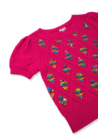 Short Sleeve Cable Sweater