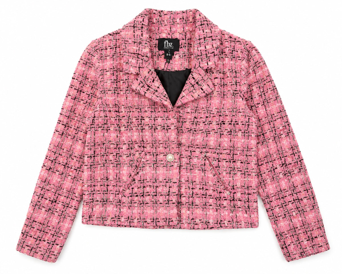 Flowers By Zoe Pink & Black Tweed Jacket
