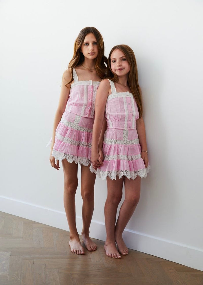 Skylar Pink Heart And Lace Tank