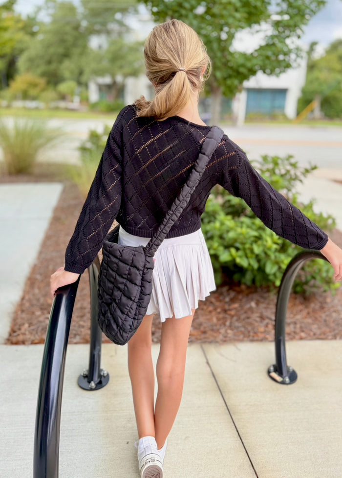 Black Knit Crochet Top