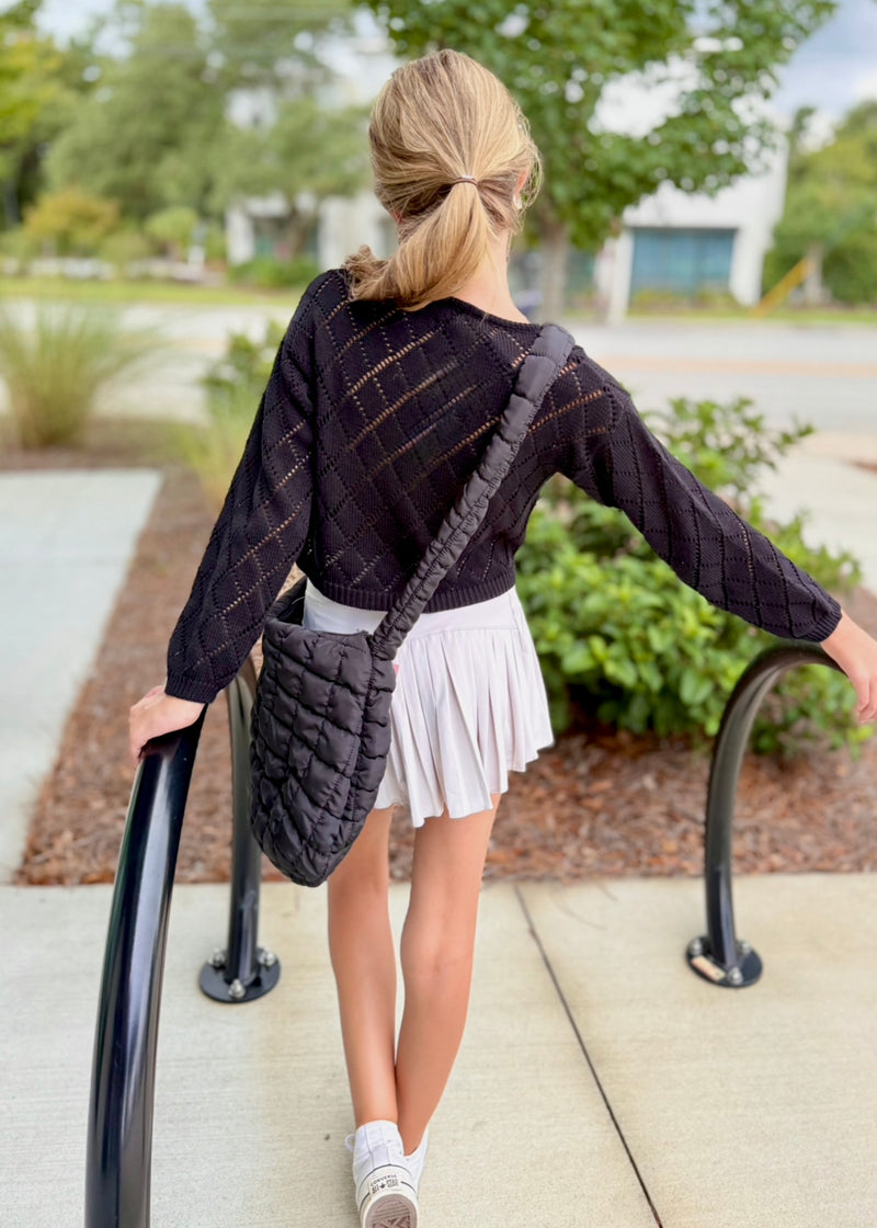 Black Knit Crochet Top