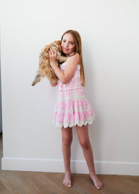 Luna Pink Heart And Lace Mini Skirt