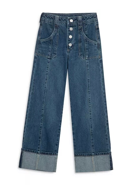 Wide Leg Cuffed Jeans