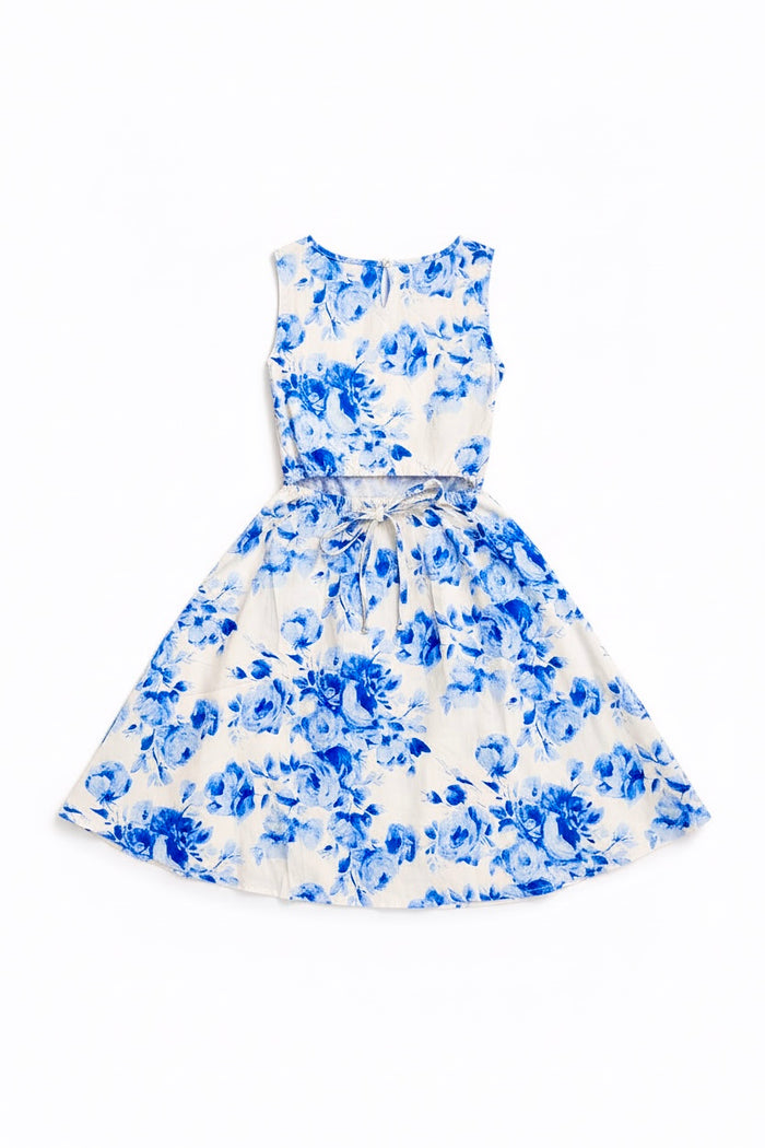 Tenly Deja Blu Floral Tie Back Dress for Tweens