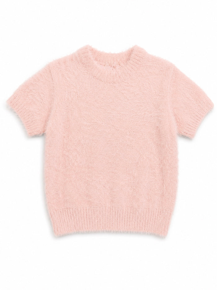Short Sleeve Eyelash Sweater