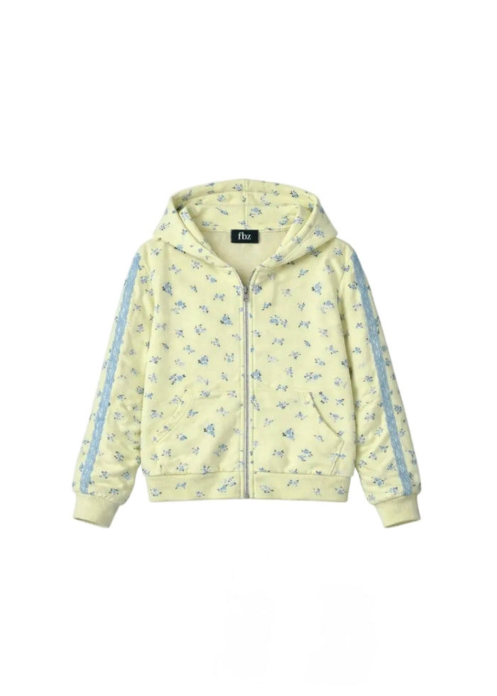 Butter Yellow Blue Rose Hoodie