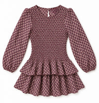 Tenly Frosted Cranberry Smocked Ruffle Dress