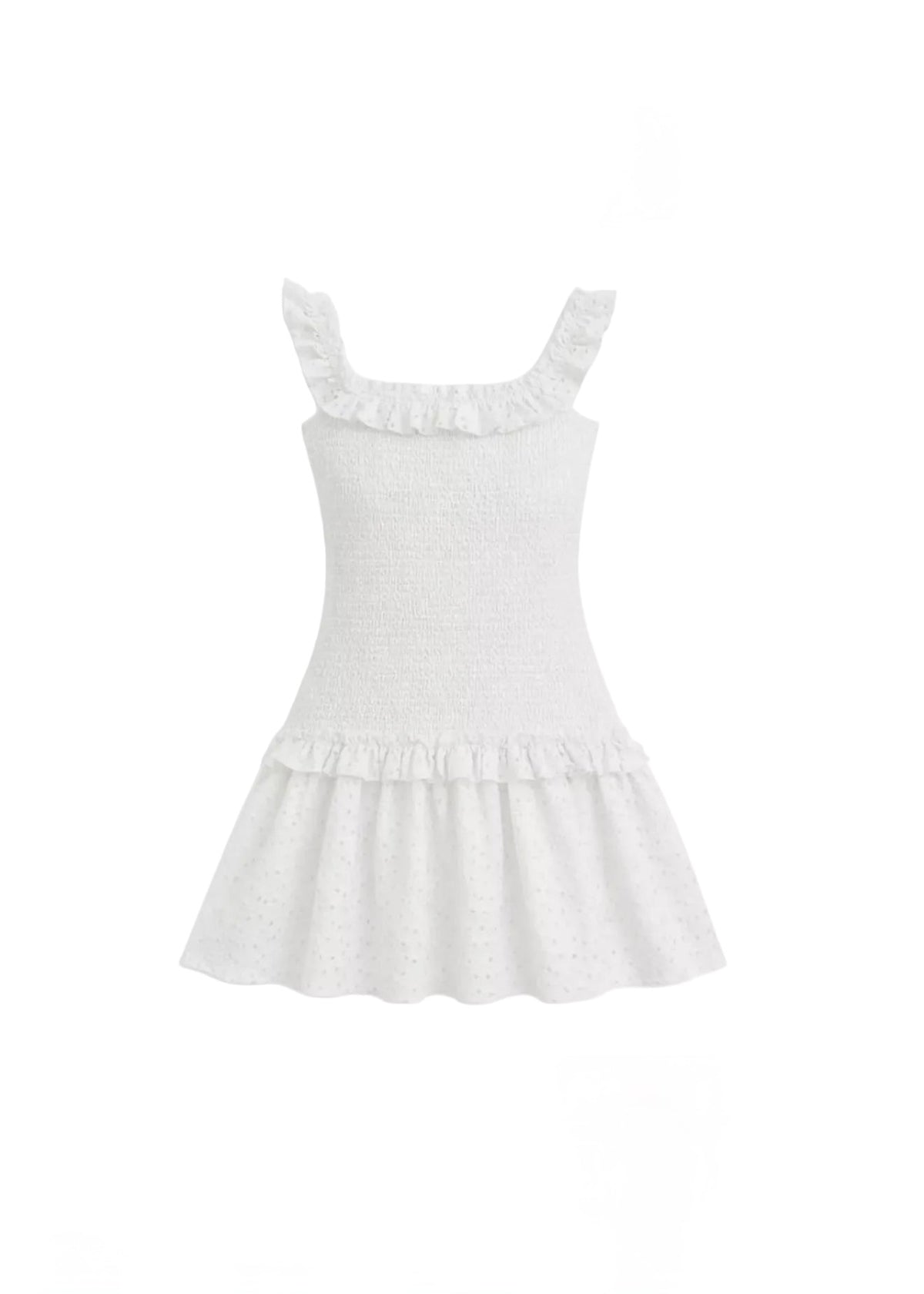 Tween Fitz Dress LG (12) White Eyelet