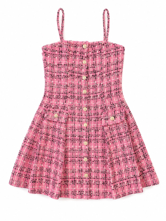 Flowers By Zoe Pink And Black Tweed Dress