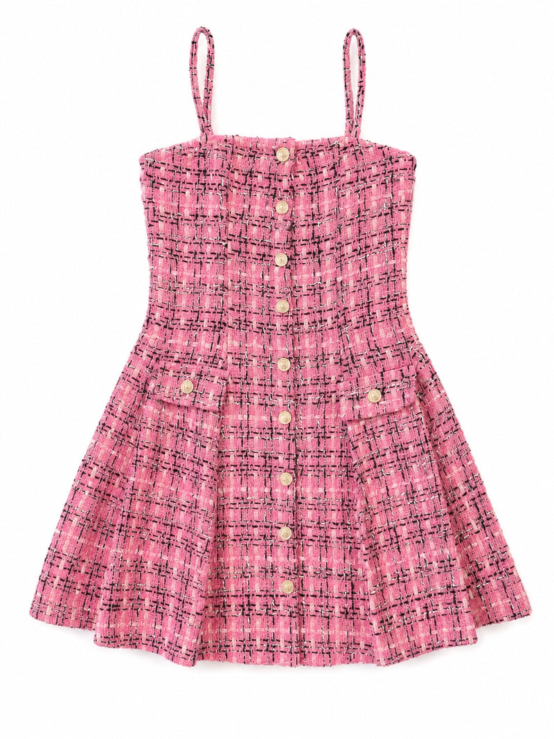 Flowers By Zoe Pink And Black Tweed Dress