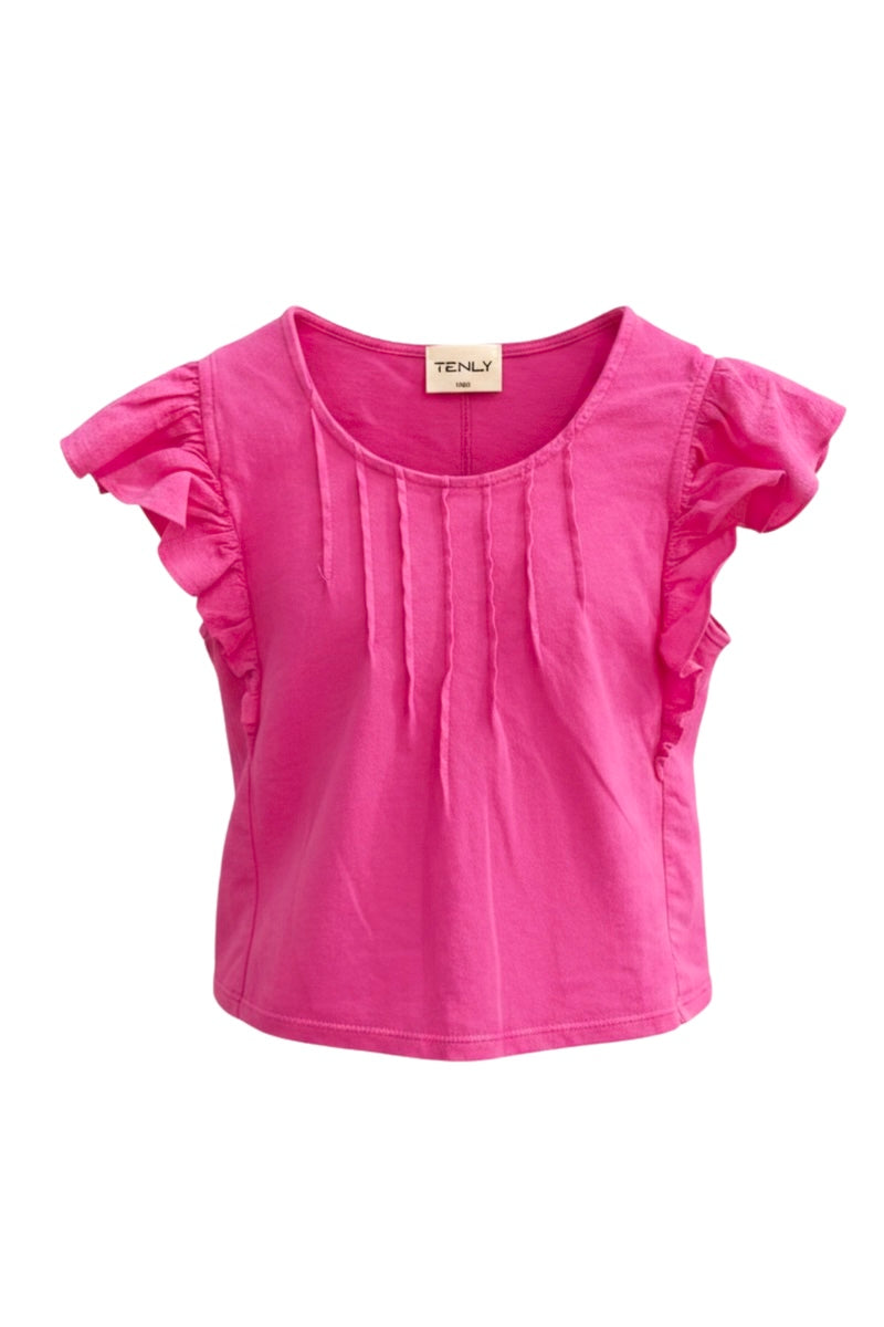 Tenly Pintuck Flutter Sleeve Tee
