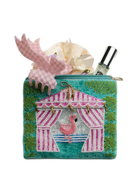 Tropical Flamingo Beaded Clutch | Summer Cabana Motif