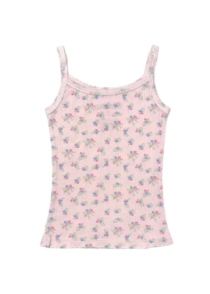 Marina Printed Pointelle Tank Top