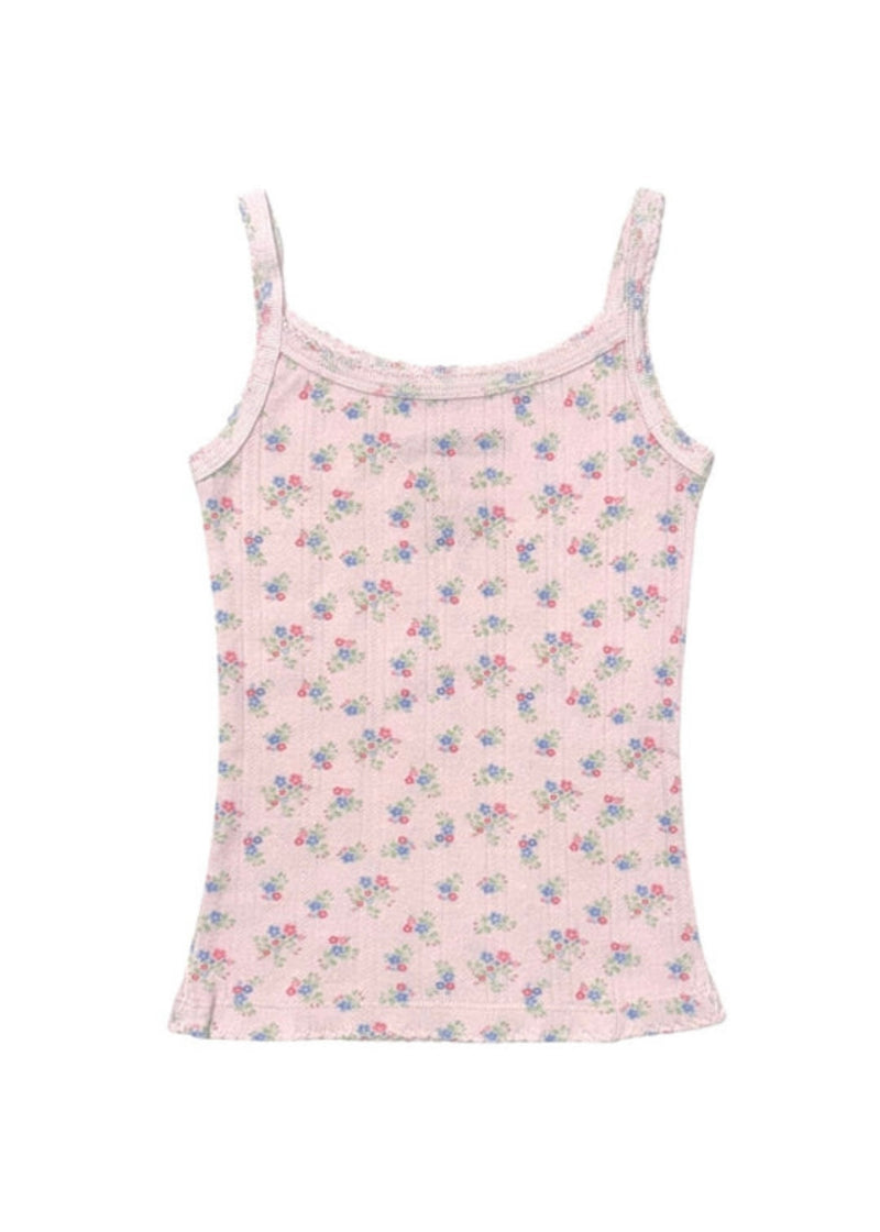 Marina Printed Pointelle Tank Top