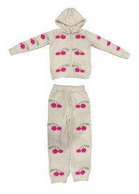 Cherries Zip Front Hoodie Set